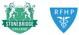 Stonebridge College Badge with a Register For Foot Health Practitioners badge